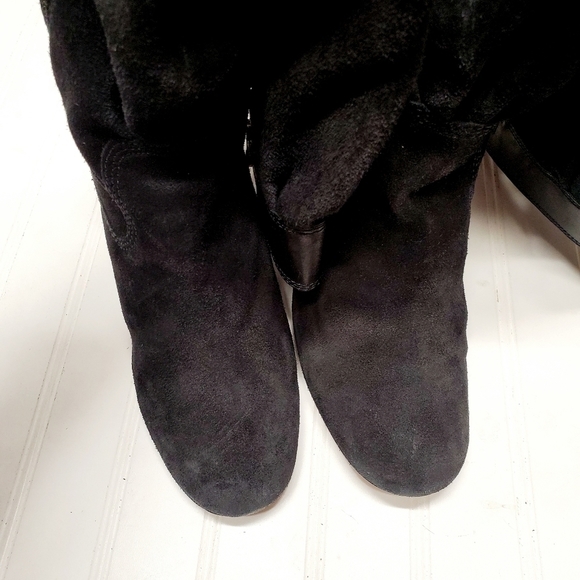 MICHAEL KORS Black Suede Slouchy Heeled Boots 10 - Picture 6 of 11